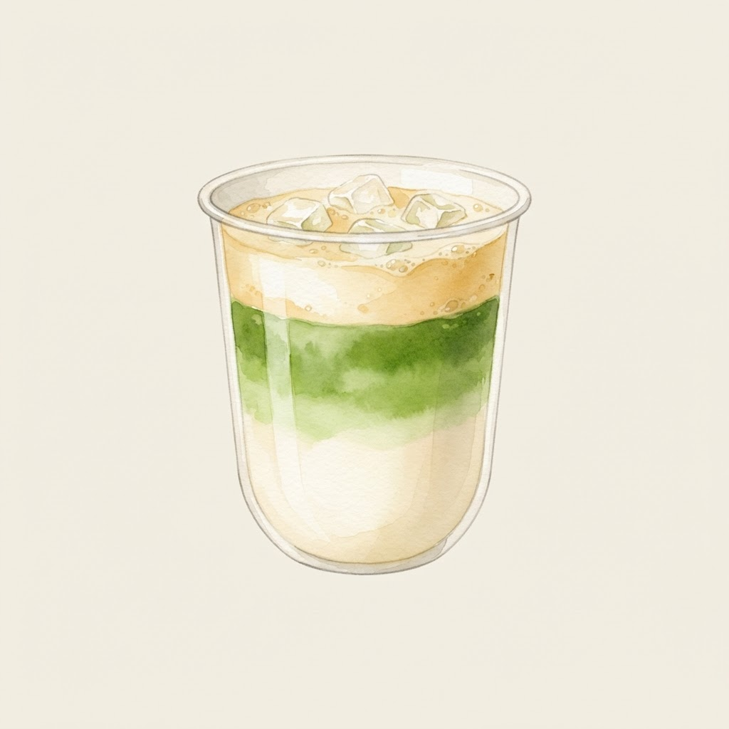 Saturday Morning matcha drink illustration
