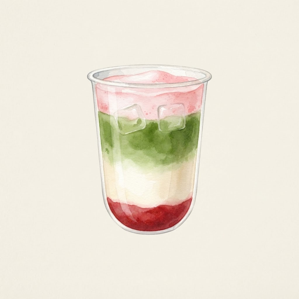 Strawberry Situation matcha drink illustration